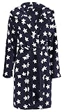 Brandsseller Damen Bademantel mit Sternen (L/XL, Navy/Weiß)