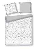 home&you - Bettwäsche Snowf, 160x200cm, 2X Kissenbezug, Satin Baumwolle, Weihnachtsbettwäsche, Bettbezug, Kissenbezug, Schneeflockenmuster, Winterbettwäsche, Kuschelig und Weich, 115 g/m² - Grau