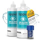 lippus Premium All-In-One Kontaktlinsen Fluessigkeit – Made in Germany – Mit Kontaktlinsen Behälter - Geeignet für weiche Linsen, sowie Wochen- und Monatslinsen - Reinigt & desinfiziert