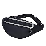 Bauchtasche, Tragbar Elegant Wasserdicht PU Leder Multifunktionale Hüfttasche, Gürteltasche Hüfttasche Sport für Männer und Frauen für Bauchtasche Festival, Laufen, Reisen, Wandern (Schwarz - C)