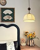 SXYSXYSXY Französischer Stil Vintage Pendelleuchte Esszimmerlampe Stoffschirm Holz Schlafzimmer Nachttisch Hängelampe Kreatives Design E27 Wohnzimmer Loft