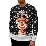 Generisch Weihnachts Hoodie Herren Lustig mit Rentier Druck - Ugly Christmas Sweater in Mehreren Farben für optimale Bewegungsfreiheit komfortable Alltagstauglichkeit