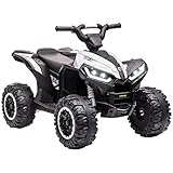 HOMCOM Kinder Quad Elektro 12V Kinderquad mit Vorwärts-, Rückwärtsfunktion, Musik, USB-Anschluss, LED-Scheinwerfer 3-6km/h Elektro-Quad für Kinder 3-5 Jahre Weiß
