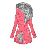 Angxiwan mantel damen Wintermantel Lang Winterjacke Warm Gefüttert Winterparka Winter Jacke Mantel Parka Reißverschluss Steppmantel Daunenmantel mit Kapuze übergangsjacken damen