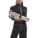 Weyot Saunaanzüge Damen, Schwitzanzug Damen Zum Abnehmen, Saunaanzug Für Frauen Gewichtsverlust Fitness Saunaanzug Abnehmen Body Shaper Sweatshirt Top Und Hose Silver,S