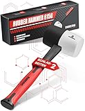 Diggers Tools Gummihammer Weiß/Schwarz 450g [ Allrounder 2-in-1 Funktion ] ⌀=55mm Doppelseitiger Schonhammer rückschlagfrei mit rutschfestem Fiberglasgriff - Camping Hammer, Pflasterhammer