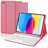 SENGBIRCH Tastaturhülle für iPad 10. Generation 10,9 Zoll 2022, italienisches Layout QWERTY Abnehmbar Wireless Bluetooth Tastatur, Cover Tastatur iPad 10 Generation 10,9 Zoll 2022, Begonia Rot