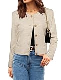 GRACE KARIN Damen Wintermantel Übergangsjacke Leichte Damen Blazer Kurzblazer Jacke Elegant Aprikose L