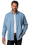 JP 1880 Herren große Größen Übergrößen Menswear L-8XL Jeanshemd, Langarm, Kentkragen, Modern Fit, bis 8 XL Light Blue 4XL 822885901-4XL