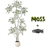 Garvee Künstlicher Mahonia Fortunei Baum 180cm Kunstpflanzen, künstlicher Sumachbaum kunstpflanzen groß, kunstbaum Himmelsbambus mit Topf für Wohnzimmer,Zuhause,Büro,Terrasse,Badezimmer, Schlafzimmer