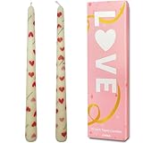 Topsics Stabkerzen zum Valentinstag, 25,4 cm, rosa, 2 Stück, geruchlose Herzmuster, Valentinstagskerzen