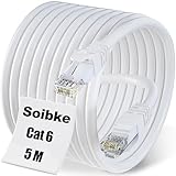 LAN Kabel 5 Meter, Cat 6 Netzwerkkabel 50m Ethernet Kabel High Speed, Wlan Kabel Gigabit 1000Mbit/s Internetkabel, Weiß Patchkabel UTP Wifi Kabel für Modem Router