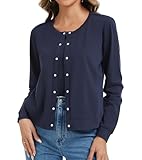 Sosolism Stilltops Damen Kompakte Stilloberteile Strickjacke,Marineblau,L