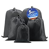 EAZY CASE Koffer Packbeutel Set 5-teilig, Reisebeutel in verschiedenen Größen, Koffer Organizer auch für Rücksäcke und Taschen, Wäschesack, Stausack mit Kordelzug, Grau