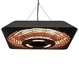 Outsunny Infrarotstrahler 2000 Watt Heizstrahler mit Fernbedienung 3 Heizstufen Schutzhülle LED-Anzeige IP45 Wärmestrahler Terrassenstrahler Standheizer Infrarotheizung Schwarz