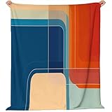 Flanelldecken 130x150 cm mit Geometrischer Verlauf Mustern, Abstrakt Dekoration Kuscheldecke super weich warm und leicht geeignet für Zuhause Schlafzimmer Sofa Büro