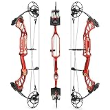 surwolf Compound Bogen,Jagd und Targeting,Wurfarm Made in USA,Zuggewicht 40-75lbs einstellbar,Zuglänge 25.5'-30.5',bis zu IBO 350FPS Geschwindigkeit,Jagdbogen (rot-Bogen)