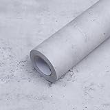 FEILAYS Grau Tapete Selbstklebende Hellgrau Selbstklebend Betonoptik Graue Betonzement Tapeten Abziehen 3d Beton Klebetapete Möbelaufkleber Vinyl Folie Matt Klebefolie Wandfolie für Badezimmer 10m