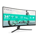 PHILIPS Evnia 34M2C3500L - 32 Zoll WQHD Curved Gaming Monitor, 180 Hz, 0.5 ms, FreeSync Premium, HDR10 (3440x1440, 2X HDMI, DisplayPort) dunkel grau