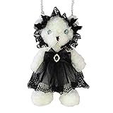 Lolita Damen Bärentasche, Kuriertasche, Bär, Gothic, Umhängetasche, dunkelschwarz, Kleid, Bärentasche, schwarz, rot, Puppenbär, Schwarz , Bag size 38 cm