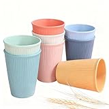 Tlczrva Unzerbrechliche Trinkbecher, spülmaschinenfeste Wassergläser in 8 Farben für Trinkwasser, Saft, Milch, Limonade, Kaffee, leicht zu reinigen und wiederverwendbar (8 Stück)