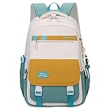 Waniki Schulranzen Mädchen Schulrucksack Junge Nylon Wasserdicht Rucksack Schultasche Groß Kinderrucksack Travel backpack Laptop Tasche für Schule, Reisen, Sport, Girls, Boys（Yellow-green）