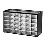 STANLEY Kleinteilemagazin Organizer Sortimentskasten (36.5x15.5x22.5cm, mit 30 Schubladen, bruchfester Kunststoffrahmen, transparente Schubladen, geeignet für Wandmontage) 1-93-980