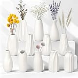 JBER 12 Kleine Pampasgras Vasen Deko Satz - 13cm Weiße Keramik Blumenvase Matte Vase für Trockenblumen, Moderne Home Decor Boho Skandinavische Deko Vase, Dekoration für Wohnzimmer, Hochzeitstisch