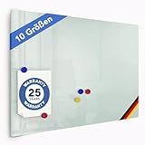 Floordirekt Magnettafel für Küche Glas-Whiteboard inkl. 5 Magnete - Memoboard - magnetisch & beschreibbar - Schreibtafel Magnetwand Wandtafel Präsentationsboard (Glasboard Weiß, 45 x 60 cm)
