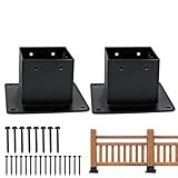 Pruojhw Pfostenträger, 2 Stück, Innenmaße: 8,4 x 8,9 cm, schwarz, Halterung für Pergola | für Boden Außen Garten Gehege Terrasse Pergolen Pavillons Unterstand