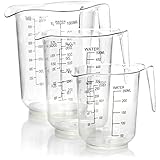 com-four® 3-teiliges Messbecher Set mit Messkannen in verschiedenen Größen - Meßbecher mit Skala in Milliliter und Gramm - 1000 ml, 500 ml, 250 ml