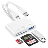 SD Kartenleser für iPhone und Android, 3 in 2 Lightning USB C SD Card Reader mit SD/TF/USB OTG Adapter, Kamera Speicherkartenleser für iPhone 17/16/15/14/13/12, i Pad, Samsung, Laptop