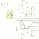 20 Stück Metall Fotohalter Gold Metalldrähte Foto Memo Halter Herz Bilderhalter Hochzeit Pflückstange Kartenhalter Tischnummer Clips für Party Geburtstag Hochzeit Kuchen Dekor, 30 x 2.2 cm
