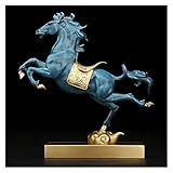 Buddha Statue Home Decor Feng Shui-Statue, Kupfer, chinesisches Sternzeichen, Pferdestatue, Heimdekoration, bestes Einweihungsgeschenk, Eröffnungsgeschenk, Sammlerfiguren, 30 cm hoch (blau/rot) Feng S