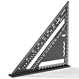 Riloventa 180MM Zimmermannswinkel, Metrisches Dreieckslineal aus Aluminium, 90 Grad Verdicktes Dreieck Winkelmesser, Hohe Präzision Schreinerwinkel für Zimmermann, Dachdecker, Ingenieur (Schwarz)