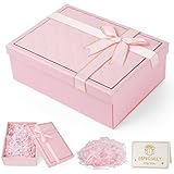 Geschenkbox mit Deckel Geschenk Box mit Zartem Schleifenband Geschenk Box Tiefe 9 cm Geschenkbox Groß für Festivals, Geburtstagsgeschenke, Valentinstag, Jubiläumsgeschenke, Hochzeiten (Rosa)