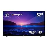 FPD Smart-TV, 81,3 cm (32 Zoll), kompatibel mit Google TV HD 720P mit integriertem Google Play und Google Cast, HDR 10, Dolby Audio, Sprachsteuerung, D-Übertragung, Schwarz