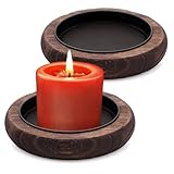 NVGFTG 2 Stück Kerzenteller Kerzenständer Holz Kerzen Tablett Rund Kerzenuntersetzer Schwarz Dekorativer Kerzenhalter für Stumpenkerzen Taufkerze Hochzeitskerze