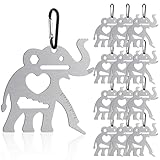 Cholemy Edc Geldbörse Multitool, 11-in-1, kleine Handwerkzeuge, Multitool, Karabiner, Sasquatch-Geschenk, Taschenwerkzeug für Männer, Vater, Geburtstag, 12 Stück (Elefant, Silber)