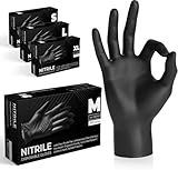 The Real Touch Einweghandschuhe, Schwarze Nitrilhandschuhe - 100 Stück Handschuhe, Puderfrei & Latexfrei Handschuhe Einweg, Einmalhandschuhe für Küche, Reinigung, und Medizin