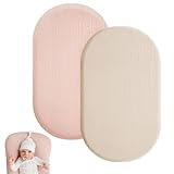 HIULLEN Spannbettlaken Kinderwagen, 90x40cm Matratzenschoner für Laufgitter, 2er Set Musselin-Baumwolle Spannbettlaken Babybett, Stubenwagen Spannbetttuch Bezug Matratzenbezug für Neugeborenes