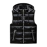 Damenwesten Steppjacke Lederjacke Loose Einfarbig Stehkragen Baumwolle Lässig Warm Offen Vorne G-Black M, G-Schwarz, 38