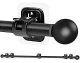Gardinenstange halterung Ohne Bohren 77-225 cm, Vorhangstange ohne Bohren, Ausziehbar gardinenstangenhalter Schwarz, curtain rod Edelstahl, Schlafzimmer, Wohnzimmer, Küche, Badezimme, und Wohnmobil