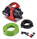 Scheppach Gartenpumpe GP600S Teichpumpe | 600W | 3000 L/h Fördermenge | 3,5 bar Förderdruck | 8m Ansaughöhe | 35m Förderhöhe | inkl. Zubehör