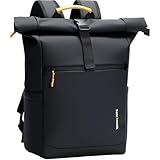 Taschmik rolltop Rucksack wasserdicht Damen & Herren wasserdichter Laptop Rucksack 17 Zoll, Schwarz