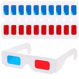 Dimeho 3D-Brillen für Filme 10 Paar Rot und Blau Stereo Brille Papp-3D-Brillen Filmbrillen Weißer Rahmen Anaglyph Pappe für Reise und Film Dekoration