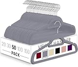 Utopia Home - Antirutsch-Kleiderbügel aus Samt - rutschfeste und strapazierfähige Kleiderbügel aus Samt mit Krawattenhalter - Stark genug, Jacken und Pullover zu halten (Grau, 50er-Pack)