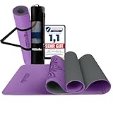 LA MENTE ES MARAVILLOSA - Gymnastikmatte, Rutschfest Yogamatte inkl. Tragegurt + Tasche + Übungs-E-Book, Gepolstert, Hautfreundliches TPE für Fitness/Pilates/Workout 183x61 cm (Mandala, Lila/Schwarz)