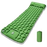 AQXONG Isomatte Selbstaufblasend, wasserdichte Aufblasbare Schlafmatte mit Fußpumpe und Kissen, Ultraleicht und Tragbar, Geeignet für Camping, Wandern, Angeln, Reisen und Outdoor - Grüne