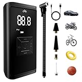 Elektrische Luftpumpe Fahrrad Akku Kompressor,Elektrische Fahrradpumpe,150 PSI Autostop Funktion, LED,Als über USB C wiederaufladbar,Akku Luftpumpe für Auto,Motorrad,Roller,Fahrrad,Bälle